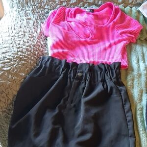 Chic Pink and Black Mini Skirt